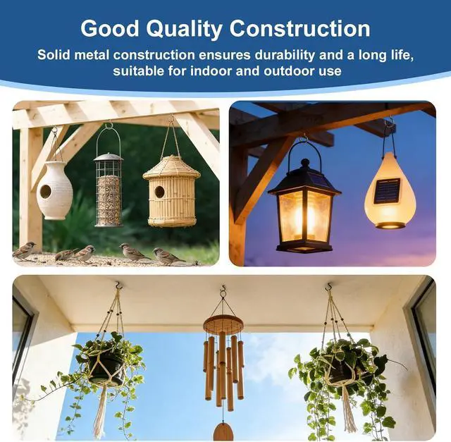 Alt view image 4 of 7 - 105 Pcs Cup Hooks Bronze Screw-in 6 Sizes Metal Ceiling | Bronze-Plated Steel, Self-Tapping, No Pre-Drill, for Plants Mugs Cups String Lights Kitchen Porch Garden, 1/2 to 1-1/4 in