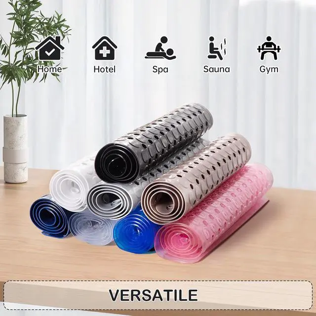 Alt view image 7 of 7 - Non-Slip Bathtub and Shower Mats, Power Grip Bath Mat 35 x 16.3 Inch with Suction Cups and Drain Holes for Tub Bathroom Floor Safety, Machine Washable Soft Bathmat, Clear