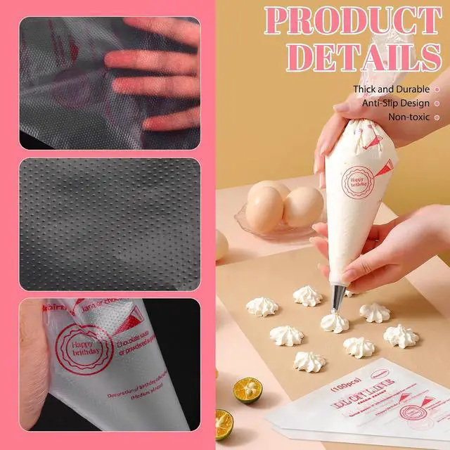 Alt view image 3 of 7 - 200 Pcs Disposable Cream Pastry Bag Cake Icing Piping Decorating Tool Cupcake Decorating Piping Icing Bag (Red)