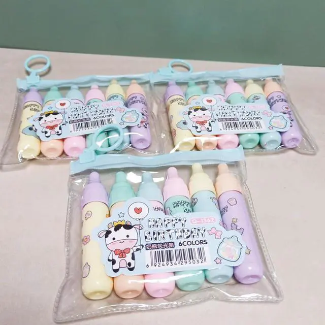 Alt view image 4 of 5 - MOZXIRZ 6 Pcs Cute Cow Highlighters Pens Small Highlighter Markers Assorted Colors Highlighters Small Cartoon Highlighter Pens for Women Office Shcool Supplies (Cow)