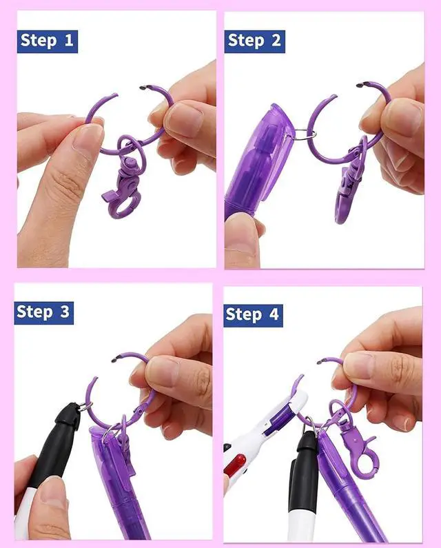Alt view image 3 of 7 - YYaaloa Mini Highlighter Nurse Pen Set for Badge Christmas Nurse Gifts Include 2 Nursing Keychain Clip,2 Tip Highlighter, 2 Permanent Marker Pen and 2 Retractable Ball Pen (Purple 2set)
