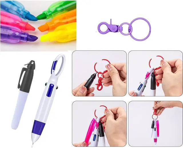 Alt view image 4 of 7 - YYaaloa Mini Highlighter Nurse Pen Set for Badge Christmas Nurse Gifts Include 2 Nursing Keychain Clip,2 Tip Highlighter, 2 Permanent Marker Pen and 2 Retractable Ball Pen (Purple 2set)