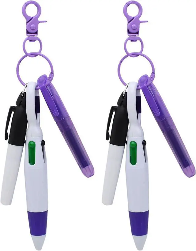 Main image of YYaaloa Mini Highlighter Nurse Pen Set for Badge Christmas Nurse Gifts Include 2 Nursing Keychain Clip,2 Tip Highlighter, 2 Permanent Marker Pen and 2 Retractable Ball Pen (Purple 2set)