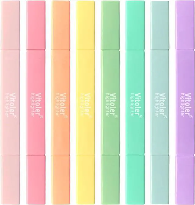 Main image of Vitoler 8pcs Aesthetic Highlighters, Chisel & Fine Tips Bible Highlighters | For teachers, For nurses, For women, For bibles, For markers, Aesthetic, For journaling, For office, For School Supplies