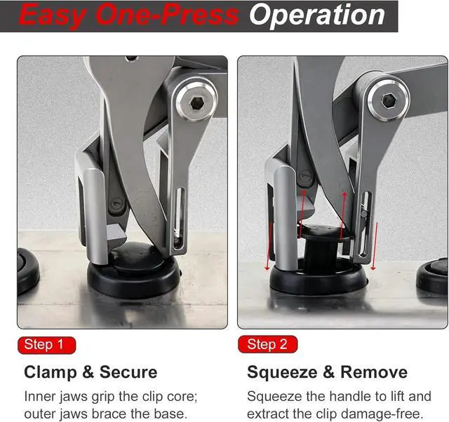Alt view image 6 of 7 - Car Clip Pliers, Trim Removal Tool for Door Panel Clips & Fasteners | Damage-free spring-loaded clip remover with stainless jaws. Ergonomic grip for one-hand use on door panels, bumpers and trim