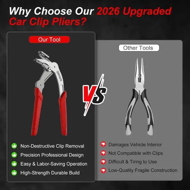 Alt view image 7 of 7 - Car Clip Pliers, Trim Removal Tool for Door Panel Clips & Fasteners | Damage-free spring-loaded clip remover with stainless jaws. Ergonomic grip for one-hand use on door panels, bumpers and trim