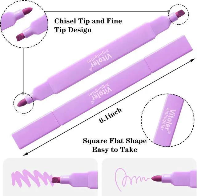 Alt view image 3 of 7 - Vitoler 8pcs Aesthetic Highlighters, Chisel & Fine Tips Bible Highlighters | For teachers, For nurses, For women, For bibles, For markers, Aesthetic, For journaling, For office, For School Supplies