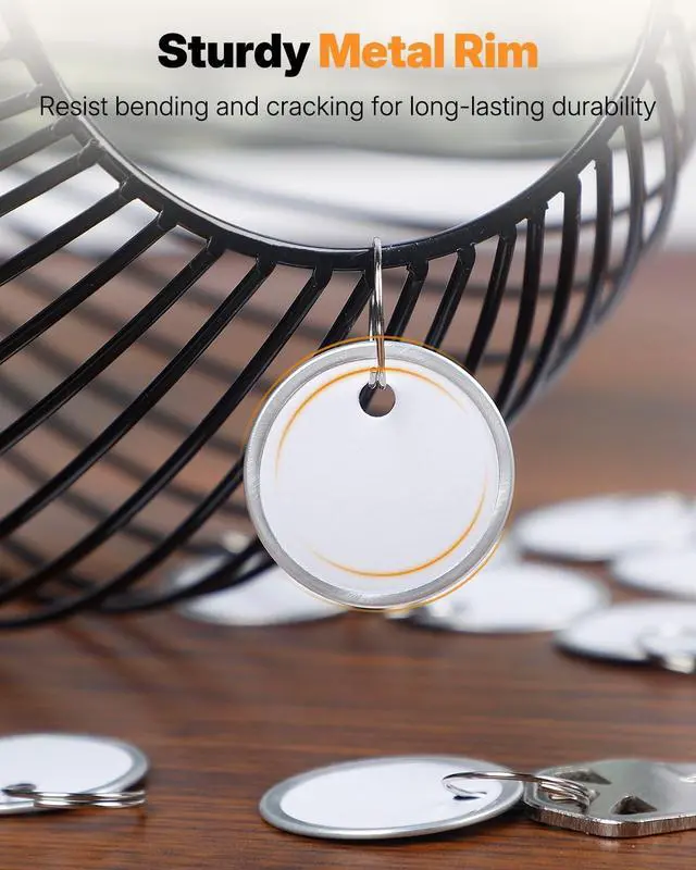 Alt view image 2 of 7 - Uniclife 10 Pcs Key Tags, 1.2" Key Tags with Labels, Key Labels for Keychain, Paper Key Identifiers with Split Ring & Metal Rim, Blank Key Ring Tags for House Office & School, White