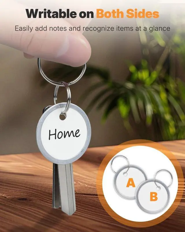 Alt view image 4 of 7 - Uniclife 10 Pcs Key Tags, 1.2" Key Tags with Labels, Key Labels for Keychain, Paper Key Identifiers with Split Ring & Metal Rim, Blank Key Ring Tags for House Office & School, White