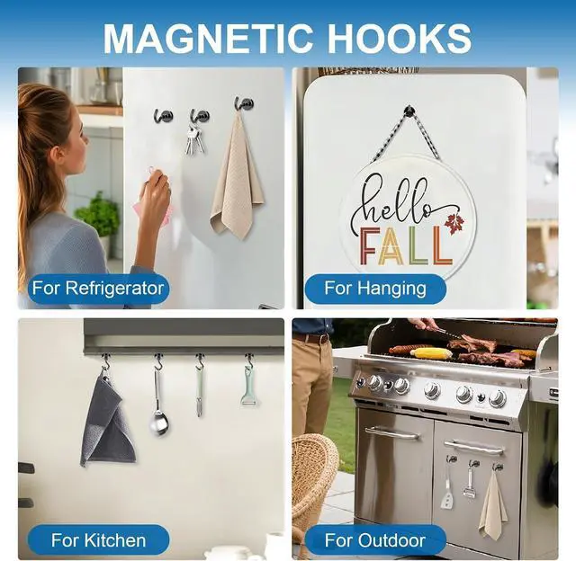 Alt view image 2 of 7 - LOVIMAG Magnetic Hooks, Cruise Essentials 2026, 12 Pack-30LBS | Heavy Duty Strong Magnet Hook for Cruise Cabin, Refrigerator Fridge, Ship, Classroom, Kitchen Grills, Black