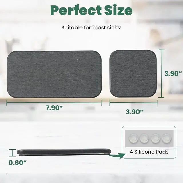 Alt view image 5 of 7 - 3PCS Water Absorbing Diatomaceous Earth Tray for Sink, Fast Drying Soap & Toothbrush Holders for Bathroom Counter, 1 Stone Tray, 2 Stone Coasters