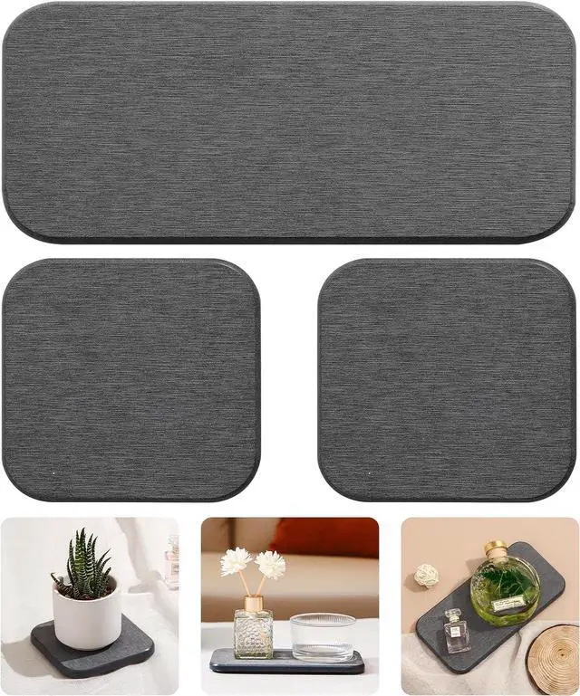 Main image of 3PCS Water Absorbing Diatomaceous Earth Tray for Sink, Fast Drying Soap & Toothbrush Holders for Bathroom Counter, 1 Stone Tray, 2 Stone Coasters