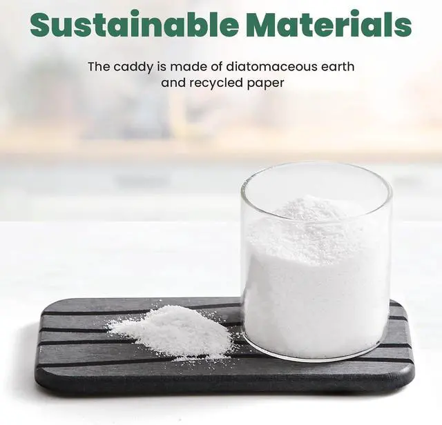Alt view image 4 of 7 - 3PCS Water Absorbing Diatomaceous Earth Tray for Sink, Fast Drying Soap & Toothbrush Holders for Bathroom Counter, 1 Stone Tray, 2 Stone Coasters