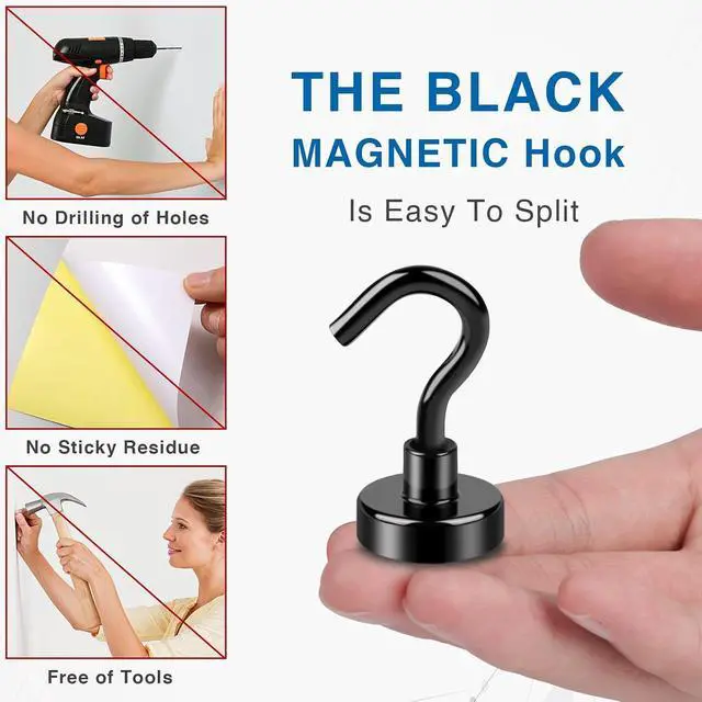 Alt view image 4 of 7 - LOVIMAG Magnetic Hooks, Cruise Essentials 2026, 12 Pack-30LBS | Heavy Duty Strong Magnet Hook for Cruise Cabin, Refrigerator Fridge, Ship, Classroom, Kitchen Grills, Black