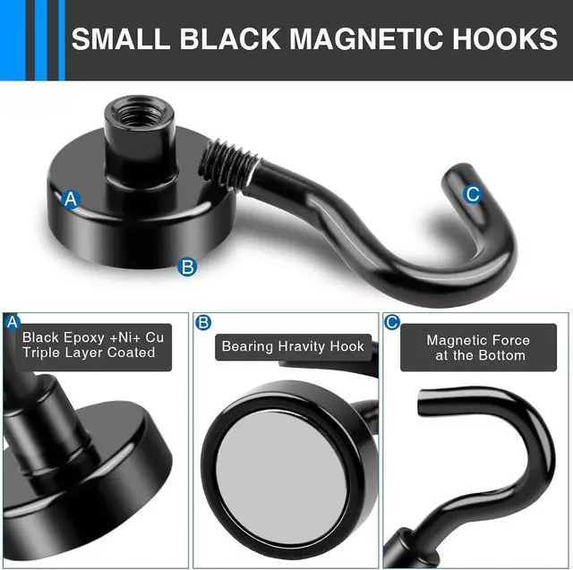 Alt view image 5 of 7 - LOVIMAG Magnetic Hooks, Cruise Essentials 2026, 12 Pack-30LBS | Heavy Duty Strong Magnet Hook for Cruise Cabin, Refrigerator Fridge, Ship, Classroom, Kitchen Grills, Black