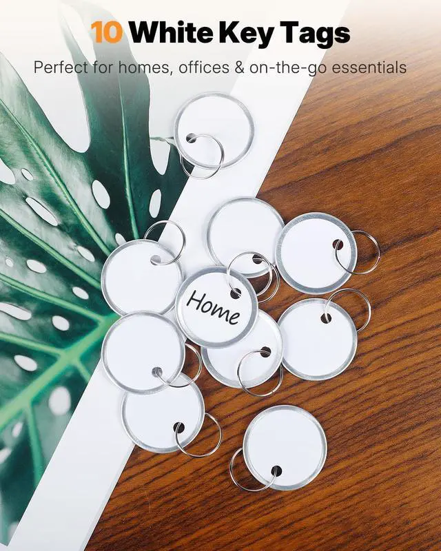 Alt view image 5 of 7 - Uniclife 10 Pcs Key Tags, 1.2" Key Tags with Labels, Key Labels for Keychain, Paper Key Identifiers with Split Ring & Metal Rim, Blank Key Ring Tags for House Office & School, White