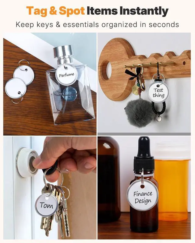 Alt view image 7 of 7 - Uniclife 10 Pcs Key Tags, 1.2" Key Tags with Labels, Key Labels for Keychain, Paper Key Identifiers with Split Ring & Metal Rim, Blank Key Ring Tags for House Office & School, White