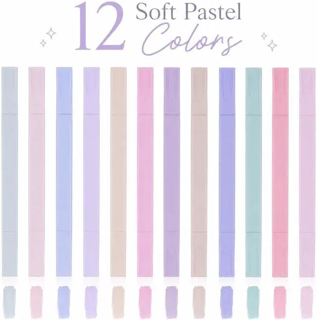 Alt view image 3 of 7 - Pastel Highlighters, 12 Pcs Aesthetic No Bleed Bible Highlighters Set | Dual Tip Highlighter Set with Chisel and Fine Tips, for Journaling, Bible Study, Planner, Note Taking, School and Office