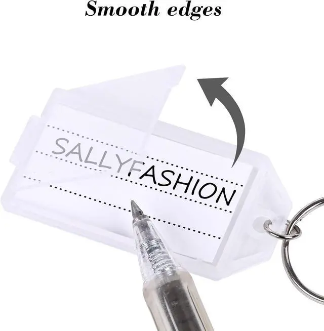 Alt view image 3 of 6 - SallyFashion 24Pieces Key Tags, 2Inch Plastic Key Chain Tags, White | with Ring and Label Window, for Organizing Flash Drives, Suitcases, Backpacks, Luggage, Lunchboxes