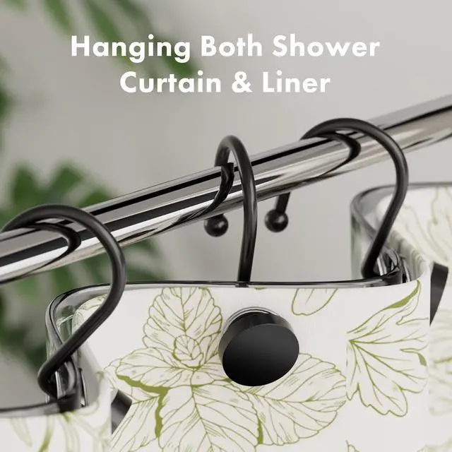 Alt view image 3 of 7 - AmazerBath Shower Curtain Hooks, Shower Curtain Rings Heavy Duty Modern Decorative Black Shower Curtain Hooks Rust Proof Smooth Glide Shower Hooks for Shower Curtain Liner Shower Rod Hook, 12Pcs