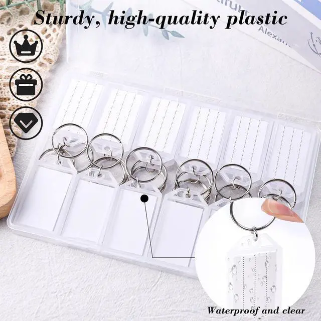Alt view image 4 of 6 - SallyFashion 24Pieces Key Tags, 2Inch Plastic Key Chain Tags, White | with Ring and Label Window, for Organizing Flash Drives, Suitcases, Backpacks, Luggage, Lunchboxes