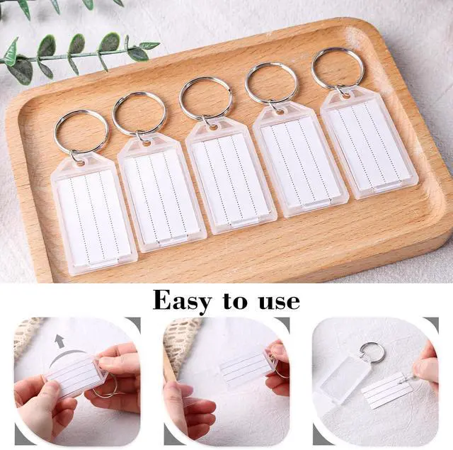 Alt view image 5 of 6 - SallyFashion 24Pieces Key Tags, 2Inch Plastic Key Chain Tags, White | with Ring and Label Window, for Organizing Flash Drives, Suitcases, Backpacks, Luggage, Lunchboxes
