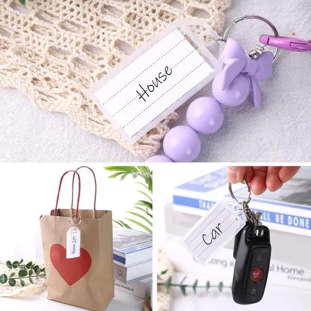 Alt view image 6 of 6 - SallyFashion 24Pieces Key Tags, 2Inch Plastic Key Chain Tags, White | with Ring and Label Window, for Organizing Flash Drives, Suitcases, Backpacks, Luggage, Lunchboxes