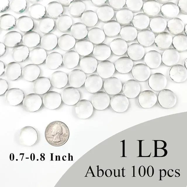 Alt view image 5 of 7 - FANTIAN 1 lb Clear Glass Beads for Vase Filler,100 Pcs Glass Pebbles Stones | Clear Flat Glass Marbles Rocks for Vase Flower Candle Craft Aquarium Bird Bath Wedding Centerpiece Fire Pit Home Decor DIY