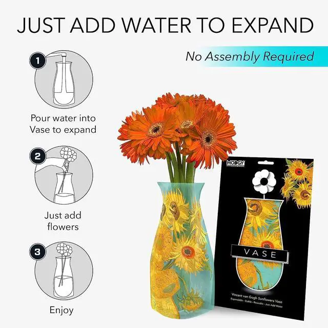Alt view image 4 of 6 - MODGY Collapsible and Expandable Plastic Flower Vase, Unbreakable, Foldable, Decorative Modern Centerpieces, Table Decorations, Van Gogh Sunflowers, 1 Pack