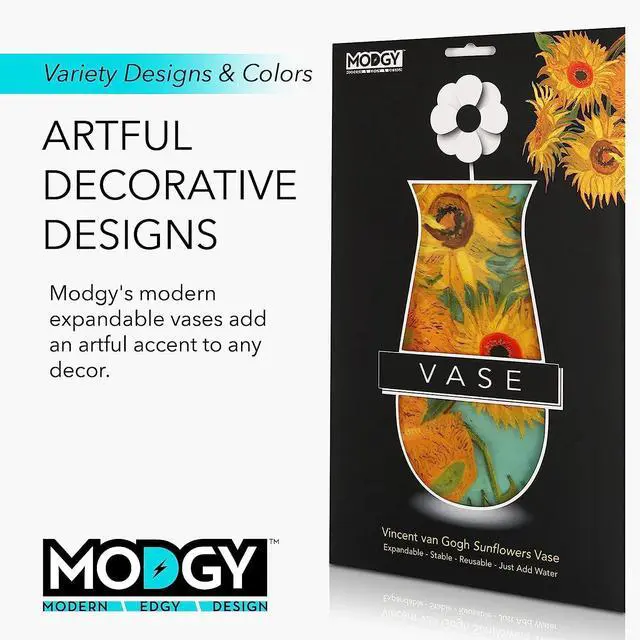Alt view image 5 of 6 - MODGY Collapsible and Expandable Plastic Flower Vase, Unbreakable, Foldable, Decorative Modern Centerpieces, Table Decorations, Van Gogh Sunflowers, 1 Pack