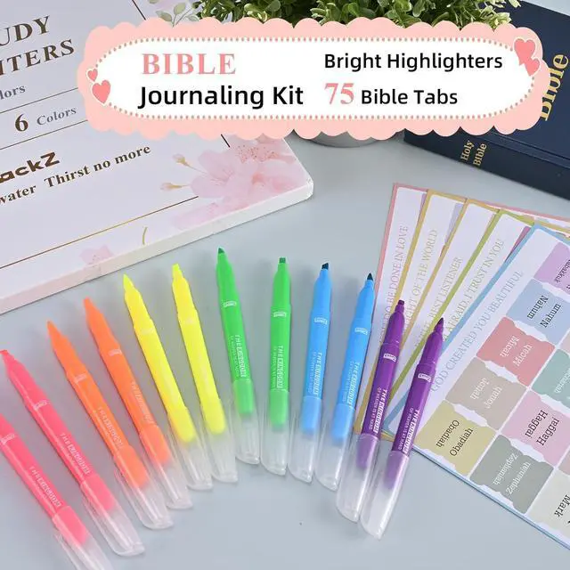 Alt view image 7 of 7 - 7-ackz Bible Highlighters Assorted Colors with Verses, Chisel Tip Colored Highlighter Markers Bulk Fluorescent, Dry Quick Bright Colors, Perfect for Bible Study Journaling, 6 Candy Color 30 Pack