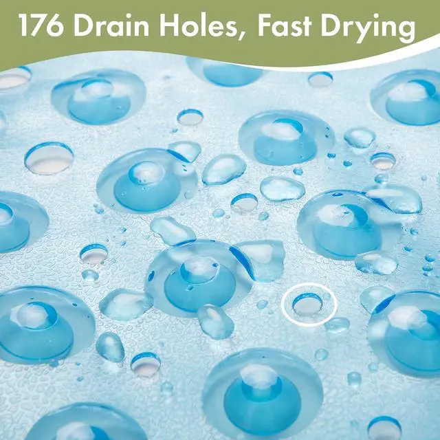 Alt view image 6 of 7 - AmazerBath Shower Mat Non Slip 40 x 16 Inches, Bathtub Mat Shower Stall Mats with Suction Cups and Drain Holes, Non Slip Bath Mat for Tub for Elderly & Kids, Clear Blue