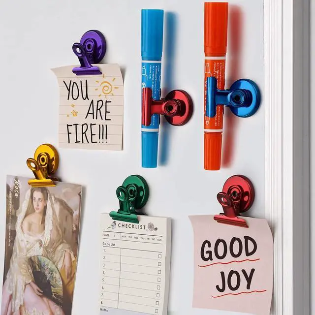 Alt view image 6 of 7 - FINDMAG 12 Pack Fridge Magnets, Colorful Magnetic Clips for Fridge Notes | Magnetic Clips for Refrigerator, Picture, Cruise, Sculptural Picture Frame, Heavy Duty Decorative Clip Magnets for Fridge