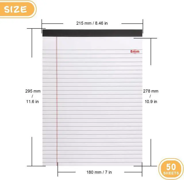 Alt view image 2 of 7 - ZZTX Legal Pad 8.5x11 Inch White Lined 50 Sheets 1 Pack | A4 letter, Thick & durable, Lined design, Bright White, Versatile use