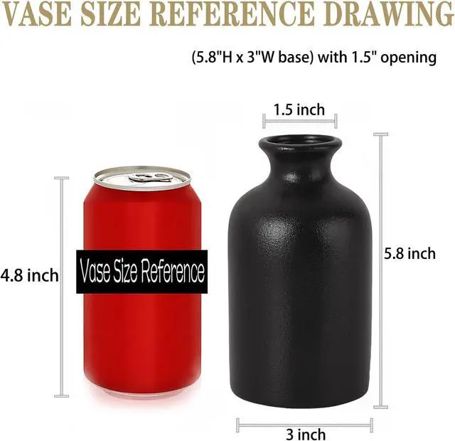 Alt view image 2 of 7 - Ceramic Black Small Vase, Dry Flower Vases Minimalism Style for Modern Table Shelf Fit Fireplace Bedroom Kitchen Living Room Home Decor (Black, Medium)
