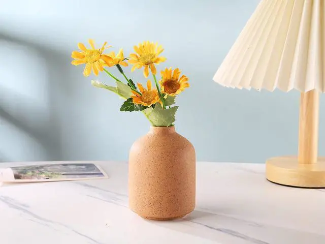 Alt view image 2 of 7 - Ceramic Vase - Simple Vase for Flowers Plants, Small Modern Minimalist Ceramic Vase, Dried Flower Vase, Flower Arrangement Decorative Shooting Props, Best Decoration (Brown)