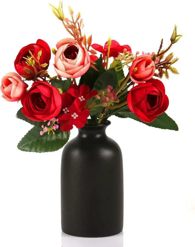 Alt view image 6 of 7 - Ceramic Black Small Vase, Dry Flower Vases Minimalism Style for Modern Table Shelf Fit Fireplace Bedroom Kitchen Living Room Home Decor (Black, Medium)