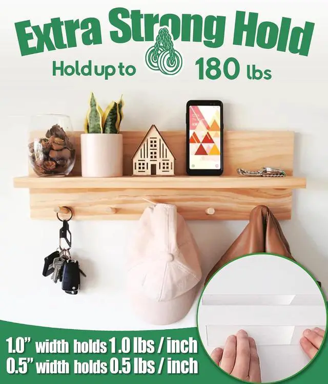 Alt view image 2 of 7 - Double Sided Tape Heavy Duty, 2 Rolls 20 Feet, Clear Nano Mounting Tape | Removable Waterproof Tape for Picture Hanging, Wall Decor, Rugs & Posters, Indoor & Outdoor, 120" Each, 1.0" & 0.5" Wide
