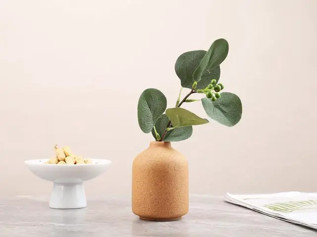 Alt view image 3 of 7 - Ceramic Vase - Simple Vase for Flowers Plants, Small Modern Minimalist Ceramic Vase, Dried Flower Vase, Flower Arrangement Decorative Shooting Props, Best Decoration (Brown)