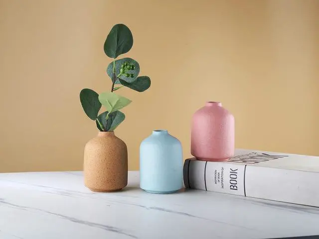 Alt view image 5 of 7 - Ceramic Vase - Simple Vase for Flowers Plants, Small Modern Minimalist Ceramic Vase, Dried Flower Vase, Flower Arrangement Decorative Shooting Props, Best Decoration (Brown)