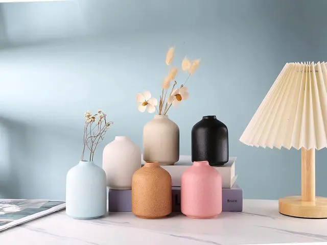 Alt view image 7 of 7 - Ceramic Vase - Simple Vase for Flowers Plants, Small Modern Minimalist Ceramic Vase, Dried Flower Vase, Flower Arrangement Decorative Shooting Props, Best Decoration (Brown)