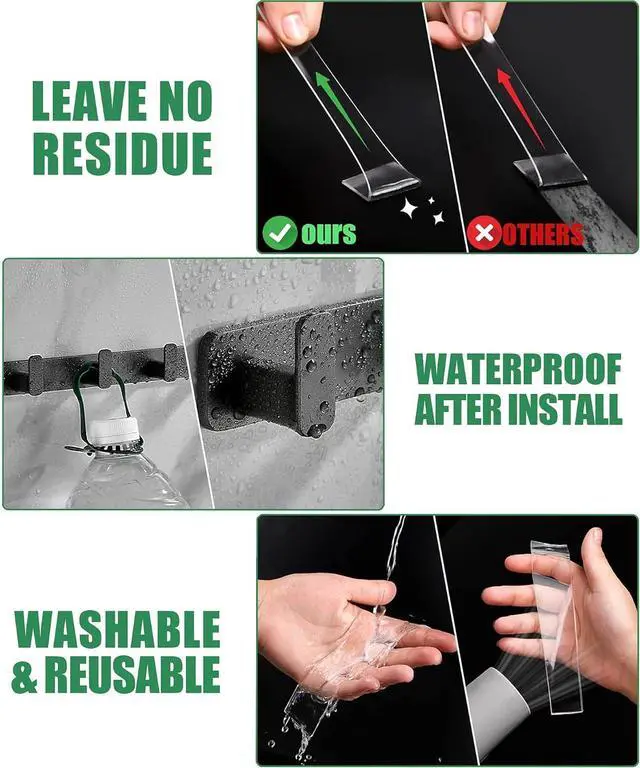 Alt view image 7 of 7 - Double Sided Tape Heavy Duty, 2 Rolls 20 Feet, Clear Nano Mounting Tape | Removable Waterproof Tape for Picture Hanging, Wall Decor, Rugs & Posters, Indoor & Outdoor, 120" Each, 1.0" & 0.5" Wide