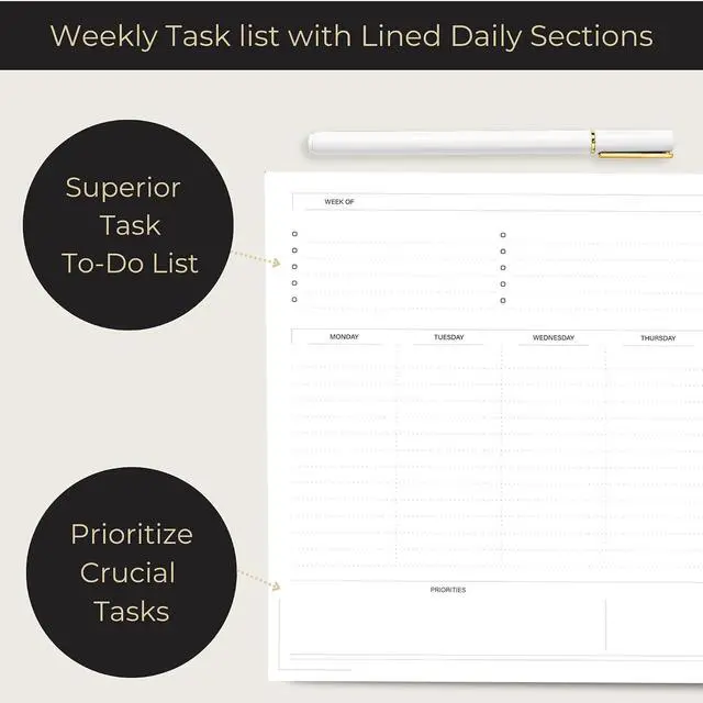 Alt view image 4 of 6 - BLU MONACO Weekly Planner Notepad | Undated Planner Pad With 52 Tear-Off Sheets | Beautiful Weekly To Do List Notepad for Goals, Priorities and Task Tracking | 11 x 8.5 Desk Organizer Pad