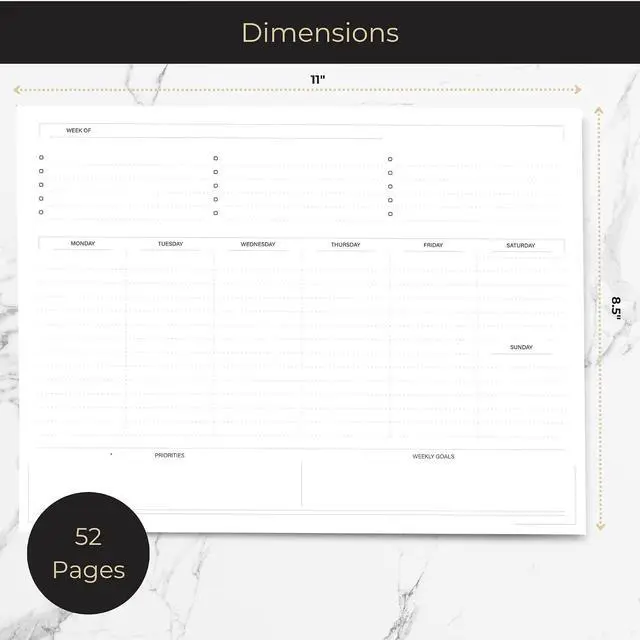 Alt view image 6 of 6 - BLU MONACO Weekly Planner Notepad | Undated Planner Pad With 52 Tear-Off Sheets | Beautiful Weekly To Do List Notepad for Goals, Priorities and Task Tracking | 11 x 8.5 Desk Organizer Pad