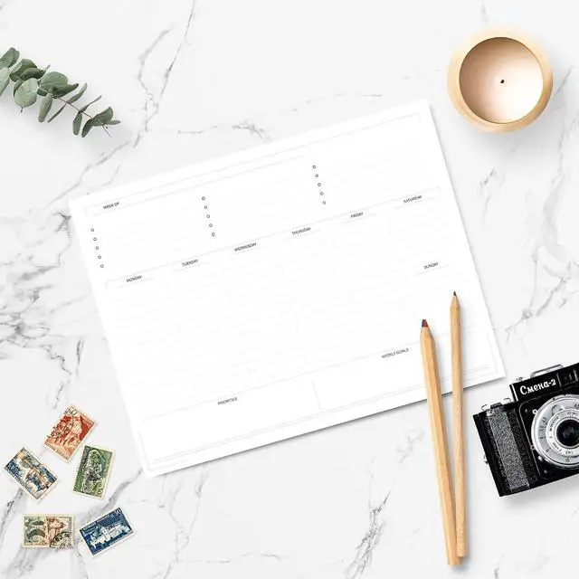 Alt view image 2 of 6 - BLU MONACO Weekly Planner Notepad | Undated Planner Pad With 52 Tear-Off Sheets | Beautiful Weekly To Do List Notepad for Goals, Priorities and Task Tracking | 11 x 8.5 Desk Organizer Pad