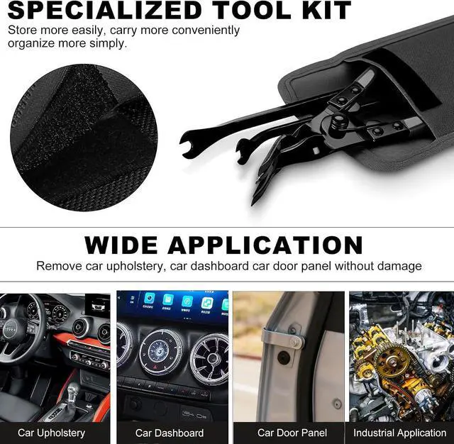 Alt view image 7 of 7 - 3 PCS Clip Removal Tool,Clip Pliers Fastener Remover,Car Trim Rivet Removal Pry Tool for Automotive Door Panel,Upholstery,Dashboard Black
