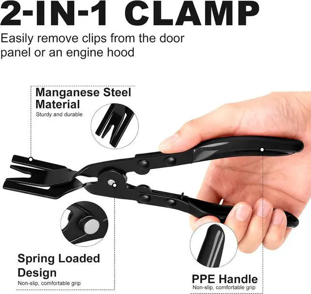 Alt view image 6 of 7 - 3 PCS Clip Removal Tool,Clip Pliers Fastener Remover,Car Trim Rivet Removal Pry Tool for Automotive Door Panel,Upholstery,Dashboard Black