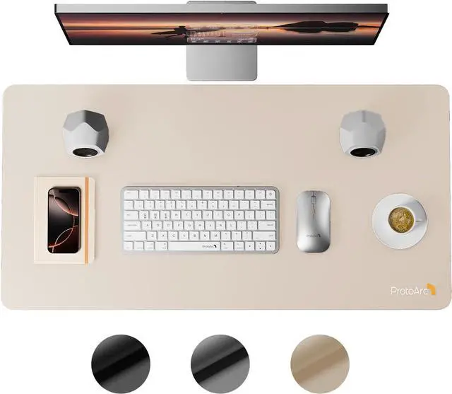 Main image of ProtoArc MP10 Leather Desk Mat, Large Mouse Pad- 31.5×15.8 inch, Non-Slip PU Leather Desk Pad Protector, Premium Desktop Mat for Computer, Keyboard and Mouse, Milk Tea