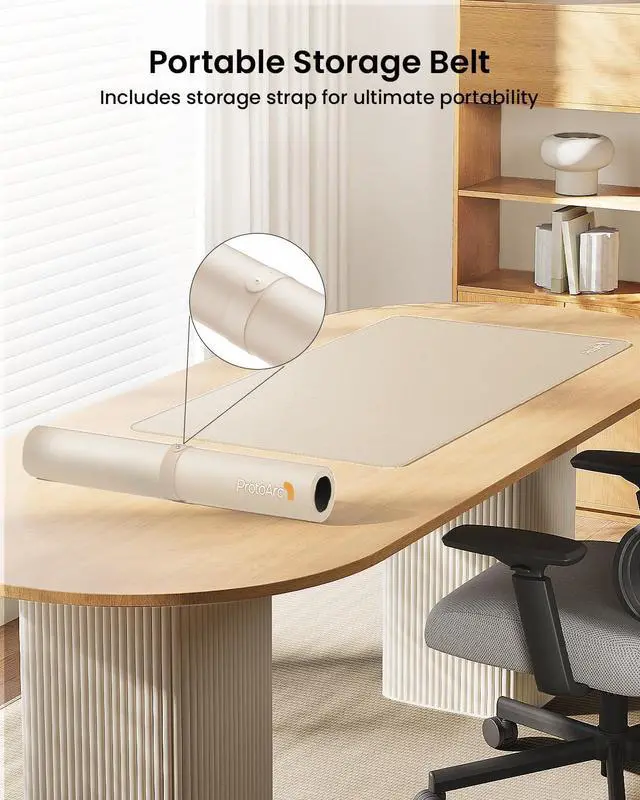 Alt view image 4 of 7 - ProtoArc MP10 Leather Desk Mat, Large Mouse Pad- 31.5×15.8 inch, Non-Slip PU Leather Desk Pad Protector, Premium Desktop Mat for Computer, Keyboard and Mouse, Milk Tea