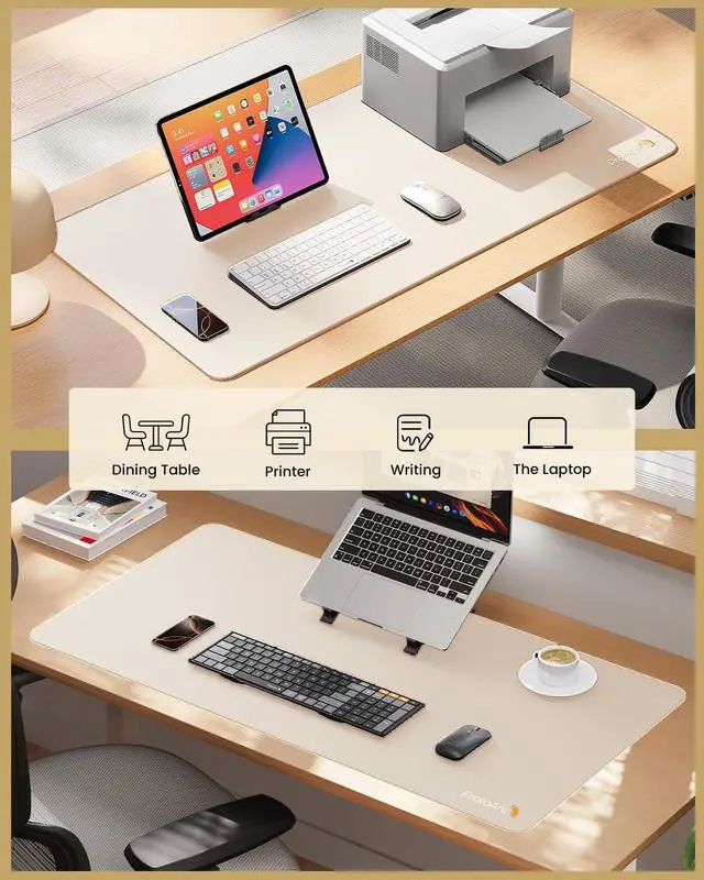 Alt view image 5 of 7 - ProtoArc MP10 Leather Desk Mat, Large Mouse Pad- 31.5×15.8 inch, Non-Slip PU Leather Desk Pad Protector, Premium Desktop Mat for Computer, Keyboard and Mouse, Milk Tea
